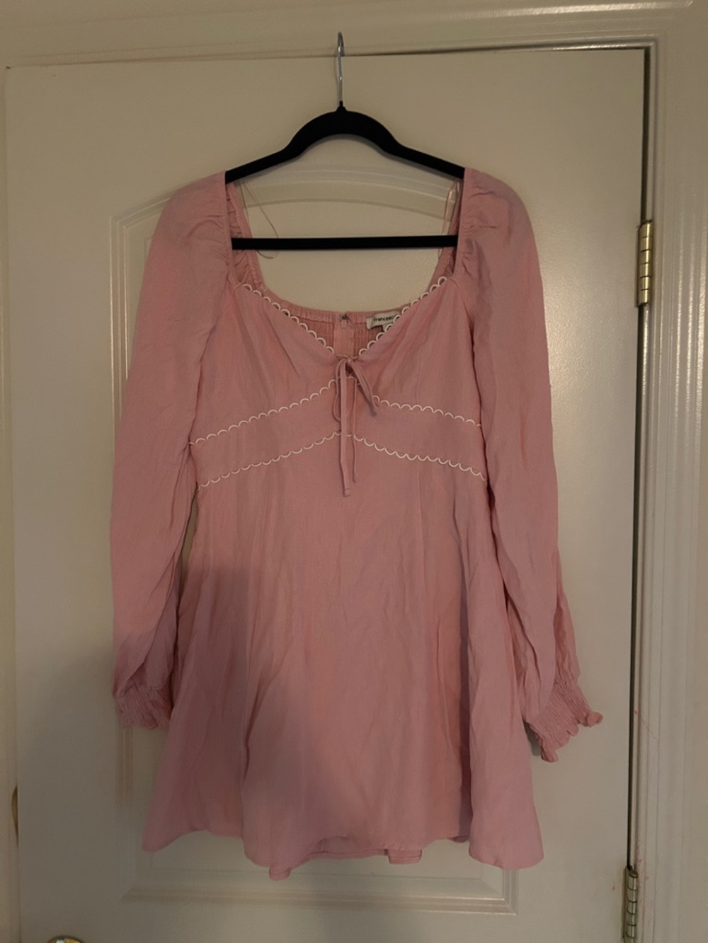 Francesca's Pink Tie-Front Peasant Top